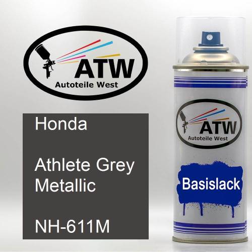 Honda, Athlete Grey Metallic, NH-611M: 400ml Sprühdose, von ATW Autoteile West.